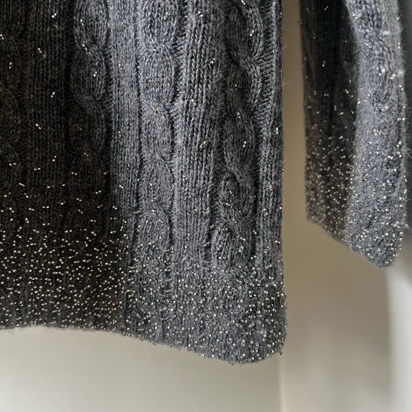 J‎ CREW Vintage Beaded Cable Cardigan Sweater Cashmere Merino Angora Dainty L - Picture 7 of 9
